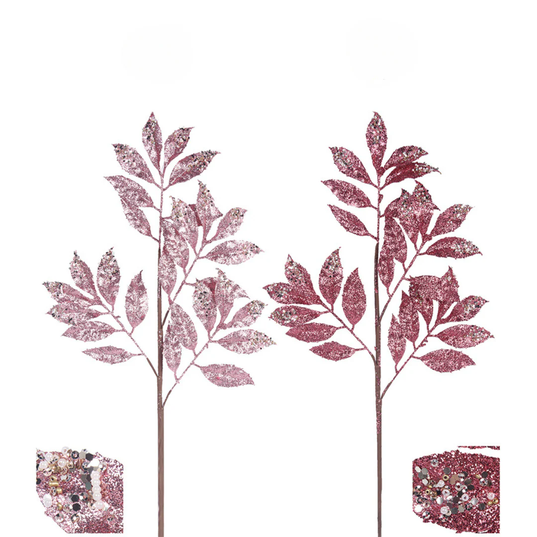 Glitter Leaf Stem Magenta and Bumble 70cm - Image 2