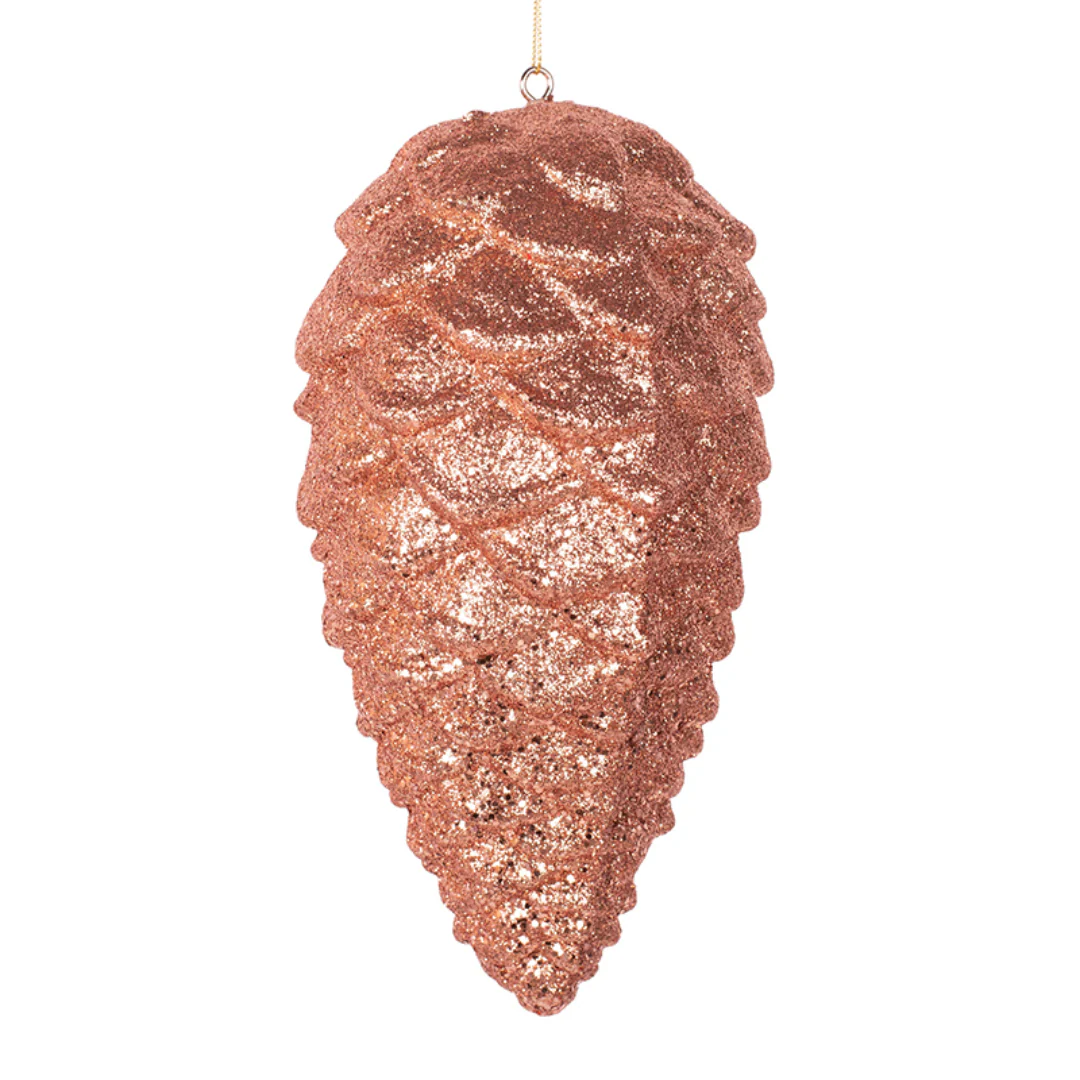 Glitter Pinecone Polyfoam Hanging Ornament 28cm Copper - Image 2