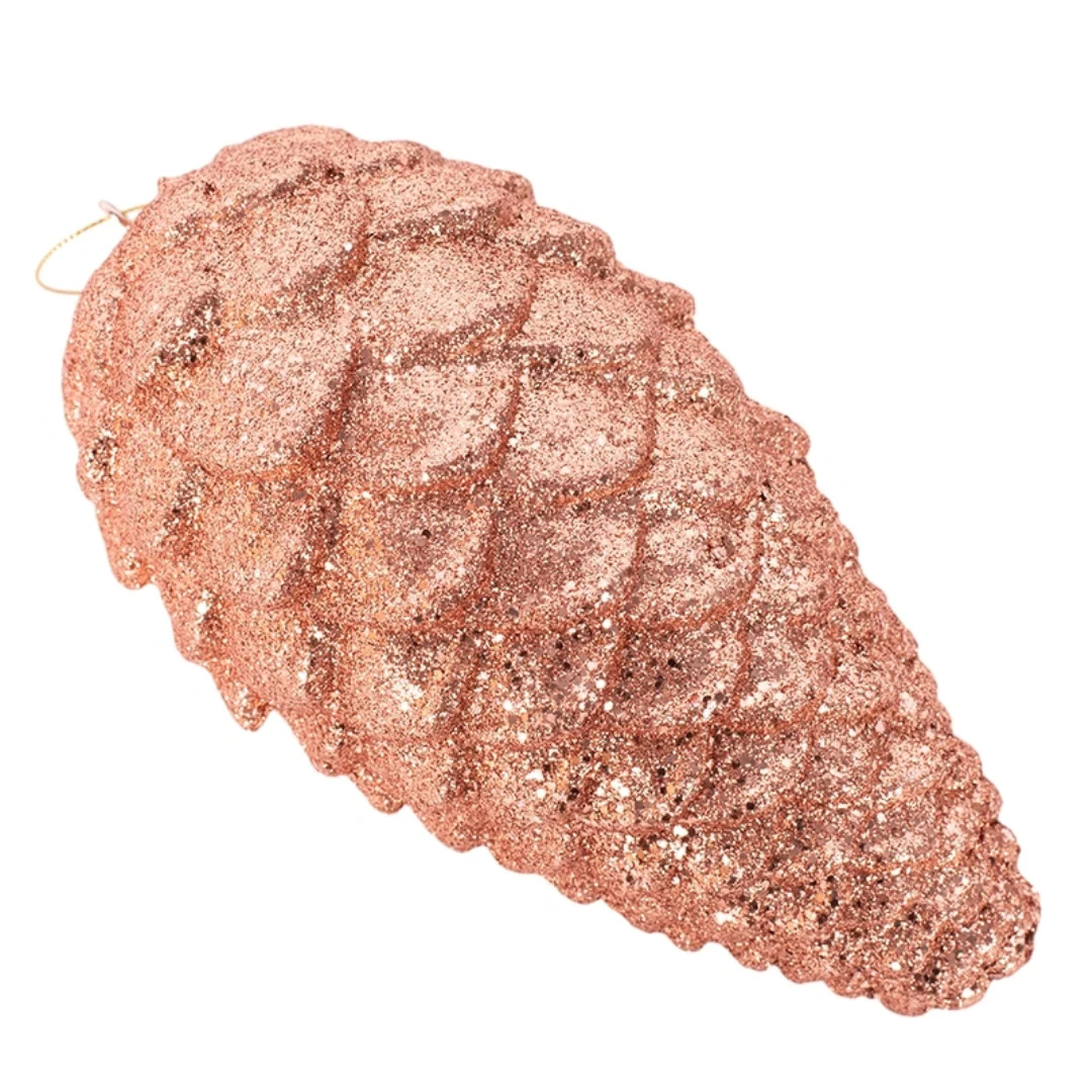 Glitter Pinecone Polyfoam Hanging Ornament 28cm Copper - Image 3
