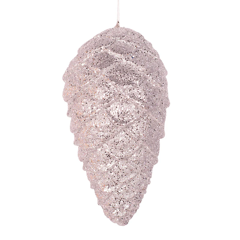 Glitter Pinecone Polyfoam Hanging Ornament 28cm Silver - Image 2