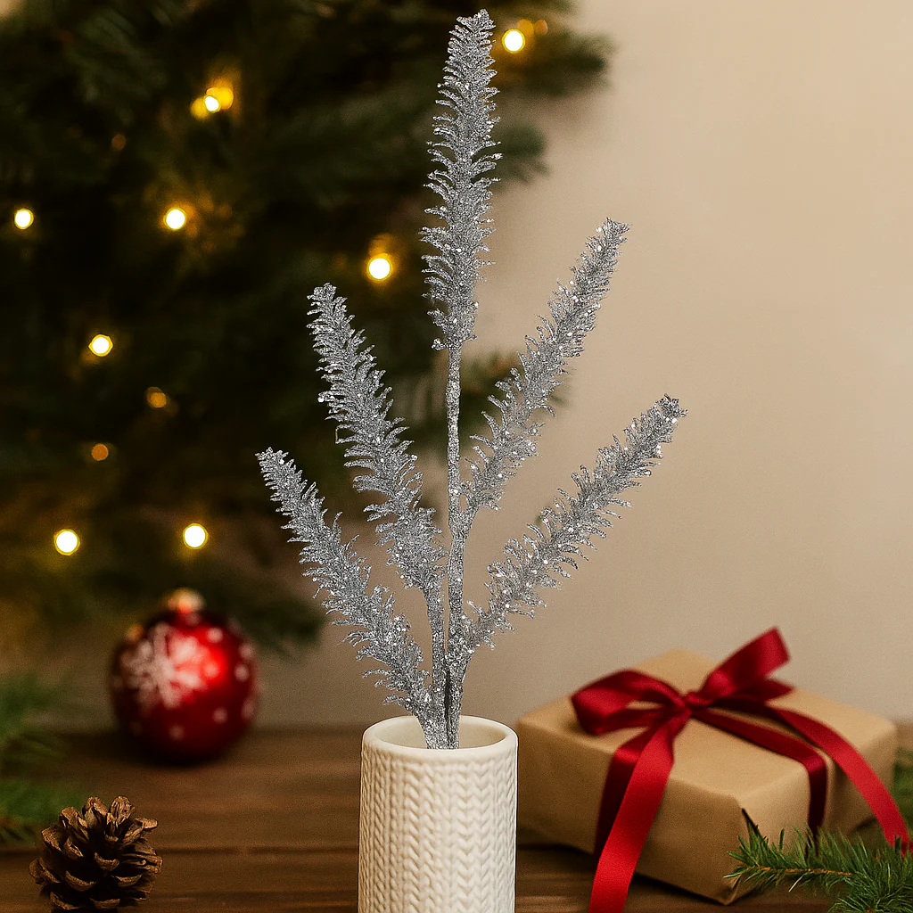 Glitter Stem 76cm Silver