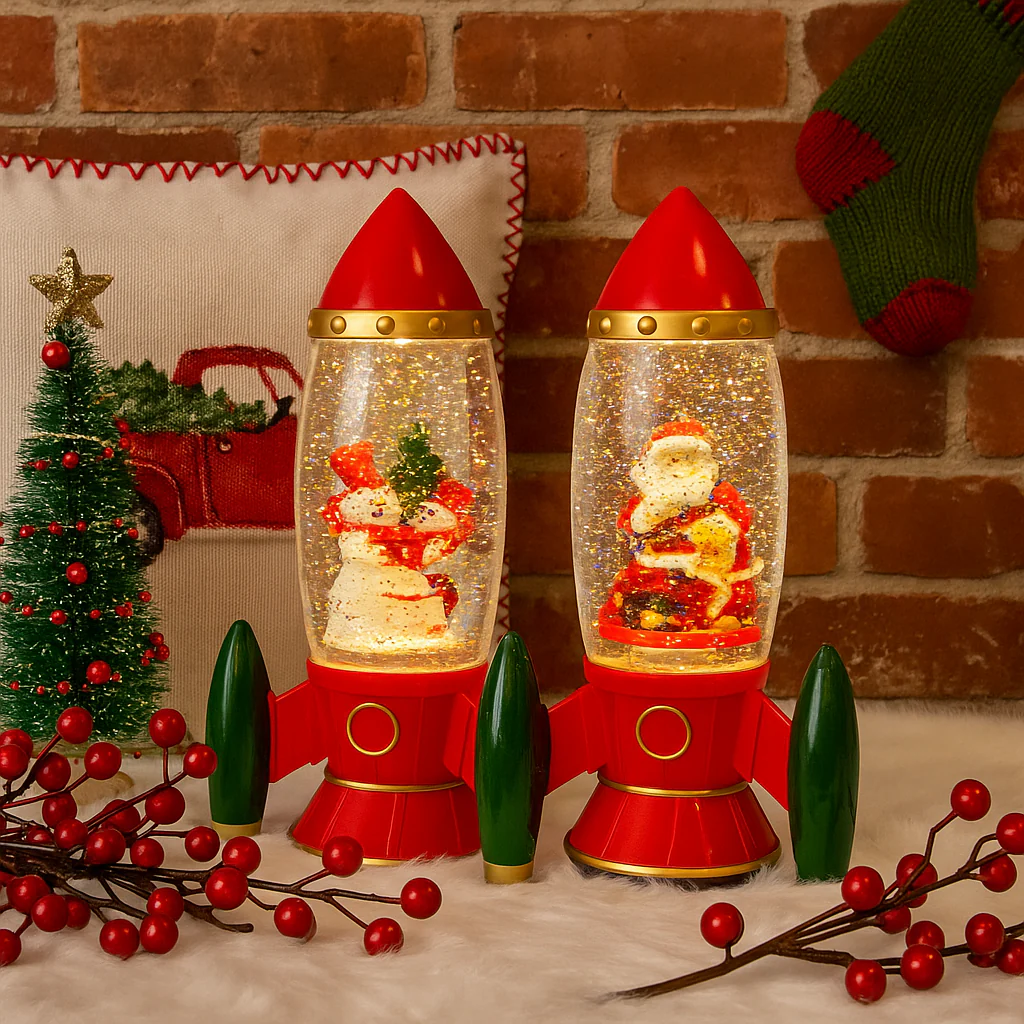 Glitter Swirl Musical Christmas Rocket USB Assorted