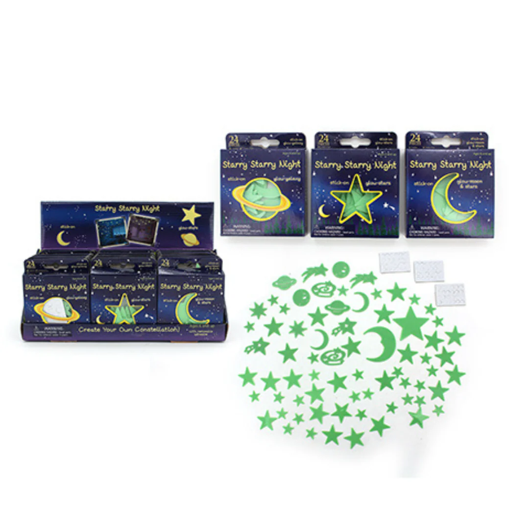 Glow In The Dark Galaxy Moon Stars (24 Pcs) - Image 2