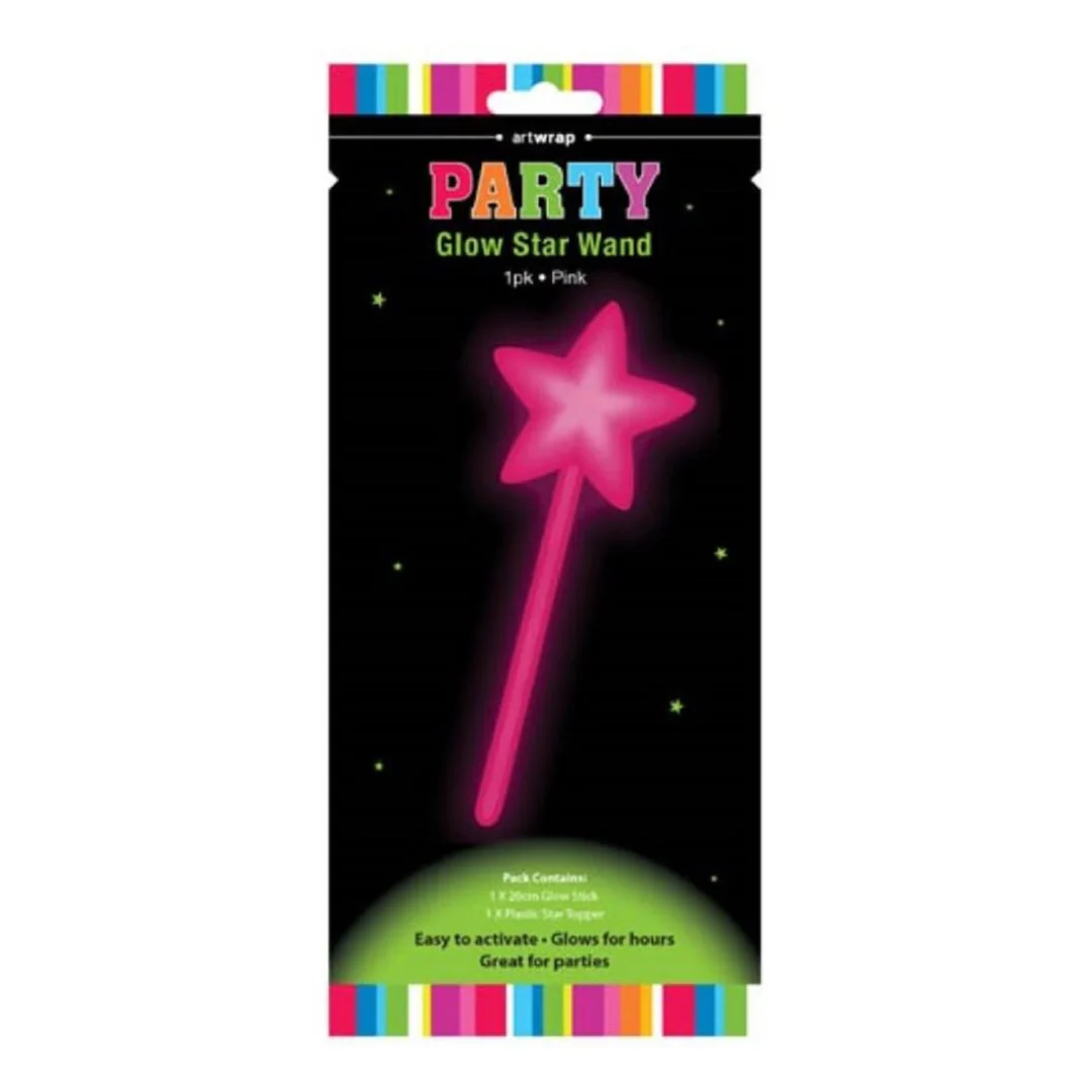 GLOW STAR WAND 1PK PINK