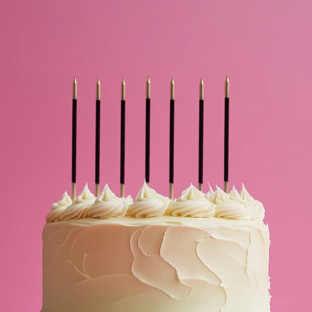 Gold Double Dipped Cake Candles 15cm Black 12pk