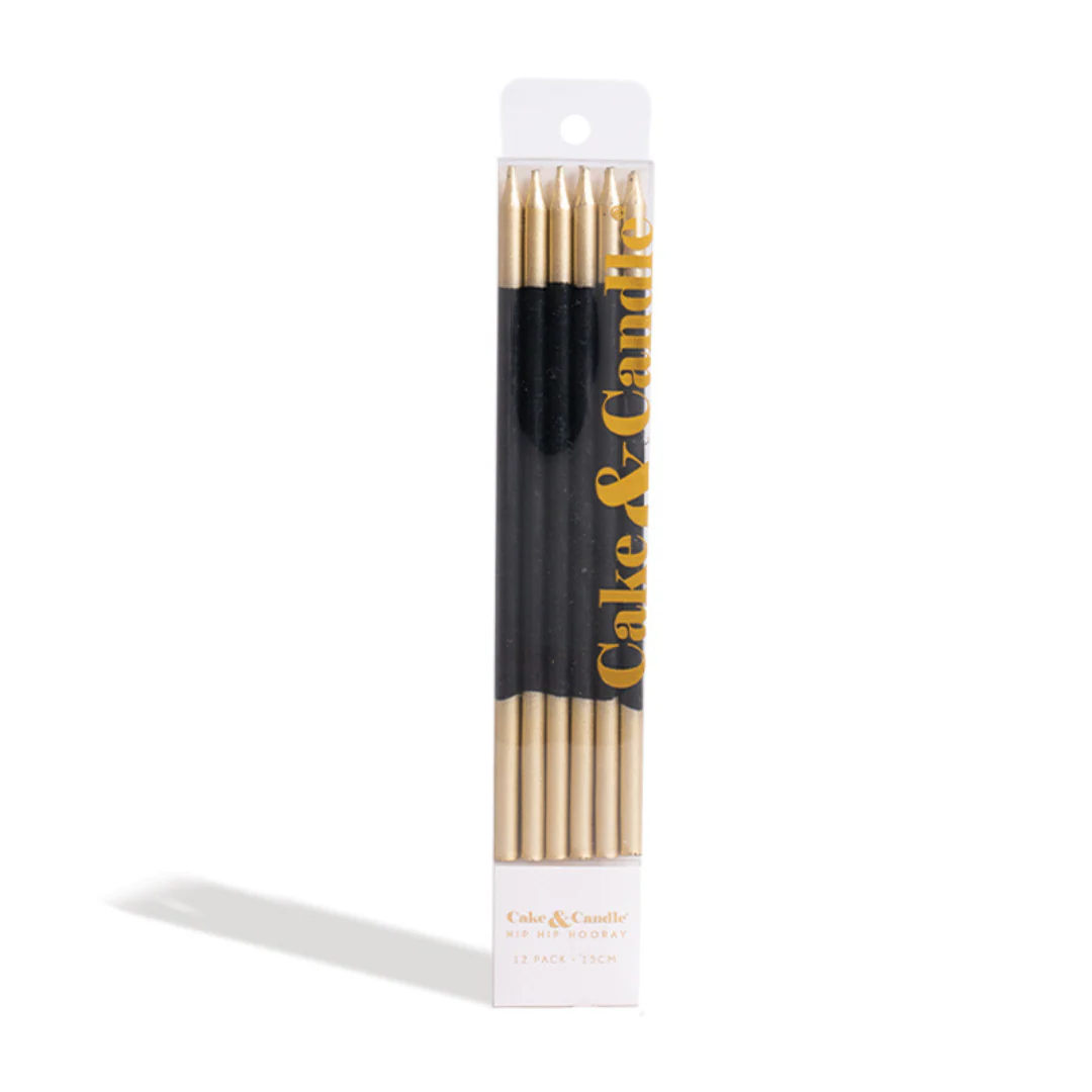 Gold Double Dipped Cake Candles 15cm Black 12pk - Image 3