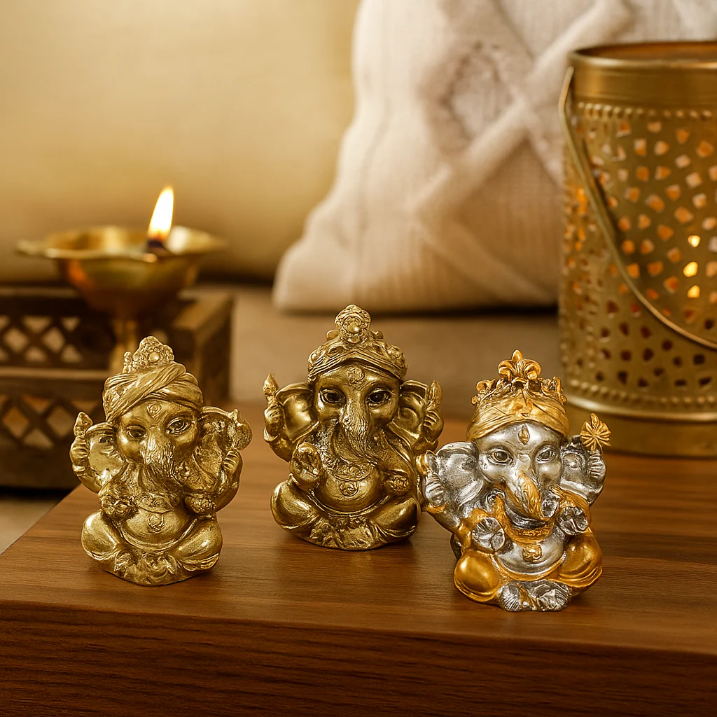 Gold Ganesh on Display 7cm Assorted