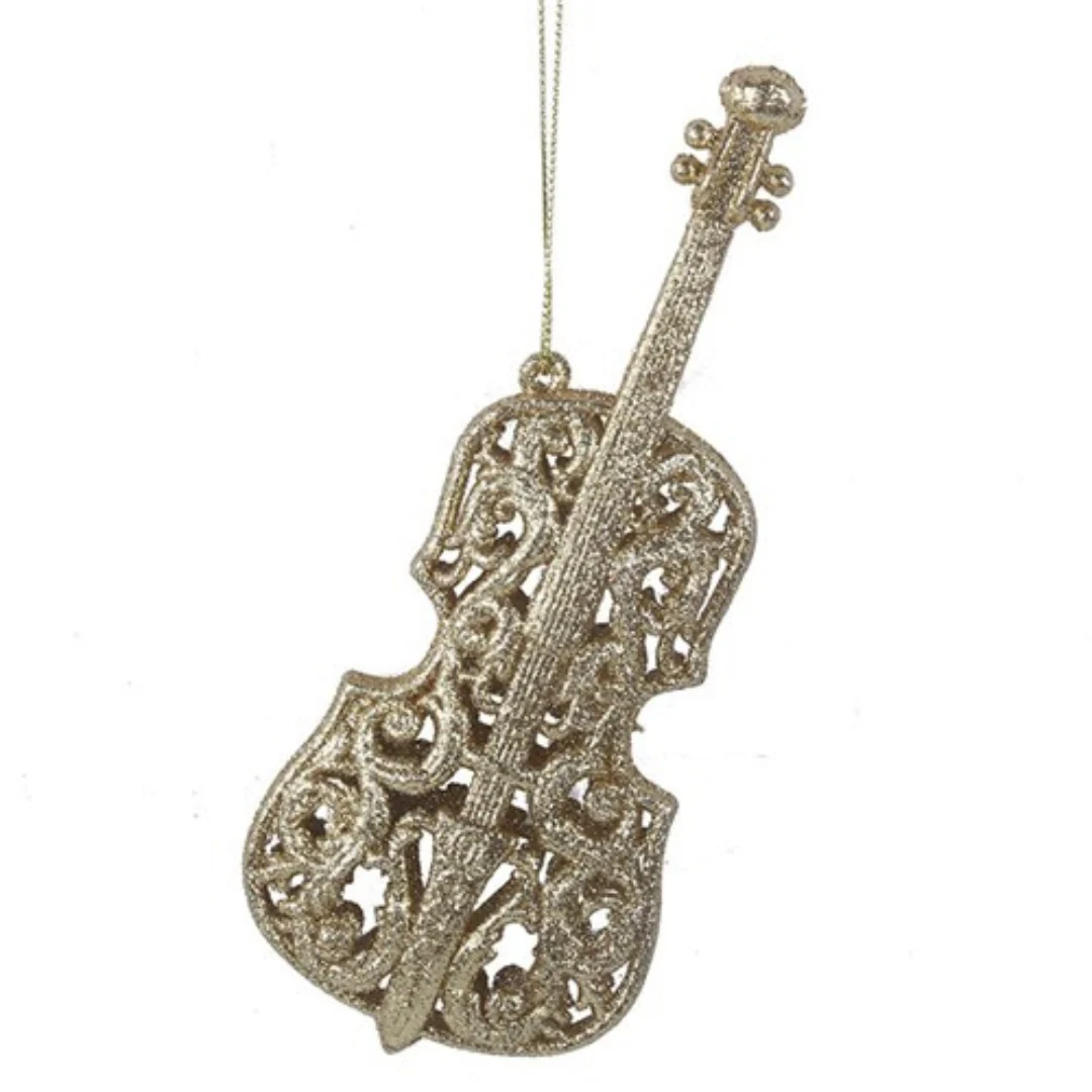 Gold Glitter Cello Tree Ornament 7x17cm - Image 2