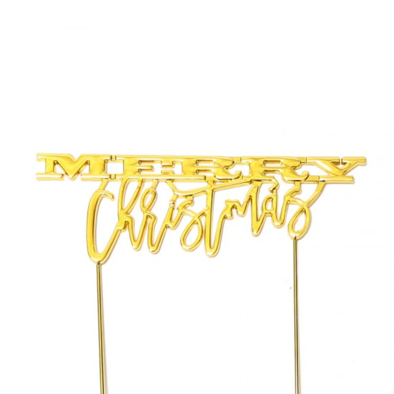 Gold Plated Cake Topper Merry Christmas - Image 2