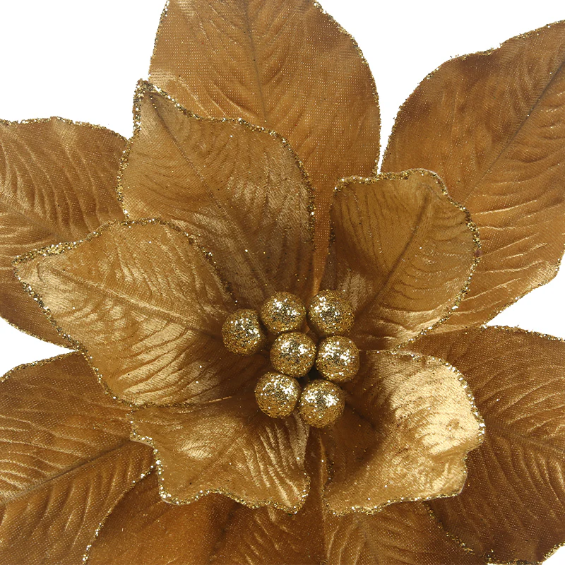 GOLD POINSETTIA W/CLIP D30CM - Image 2
