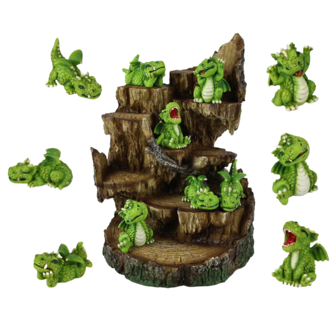 Green Baby Dragon on Tree Lair Display 5cm Assorted