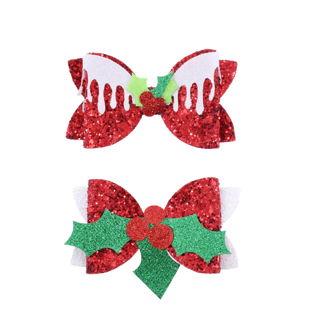 Hair Clip Glitter Bow 2pk Assorted - Image 2