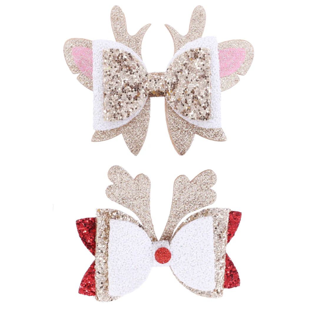 Hair Clip Glitter Bow 2pk Assorted - Image 3