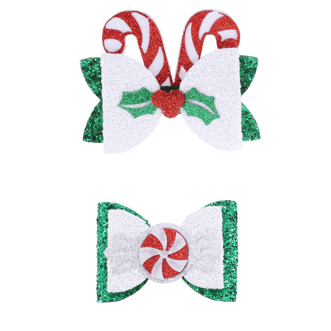 Hair Clip Glitter Bow 2pk Assorted - Image 5