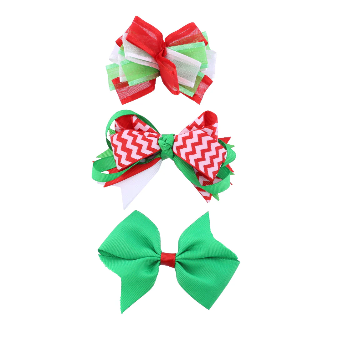 Hair Clips Ribbon Bow 3pk Assorted - Image 4