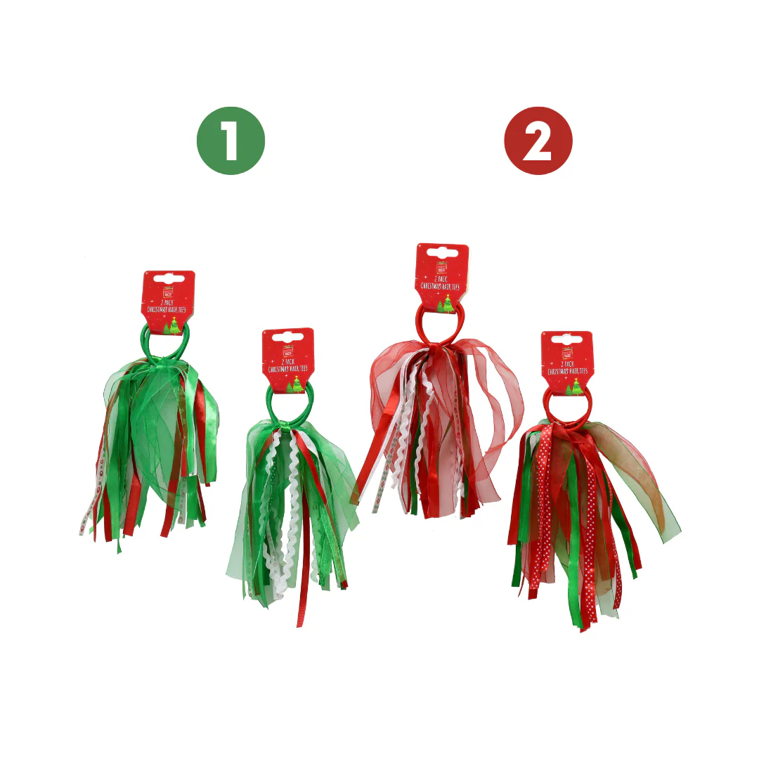 Hair Ties with Organza Ribbons 2pc 2 Asstd