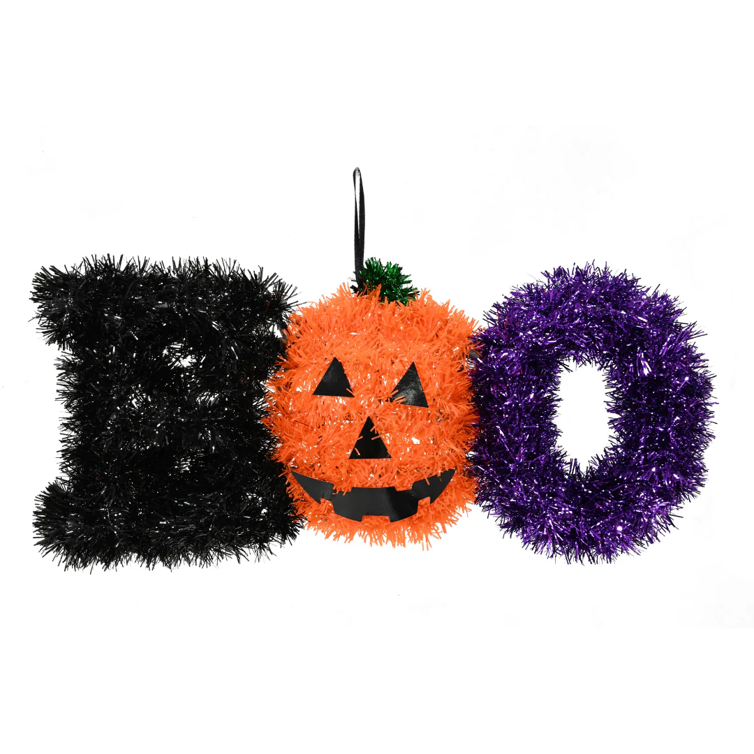 Halloween Tinsel Boo Sign 36Cm