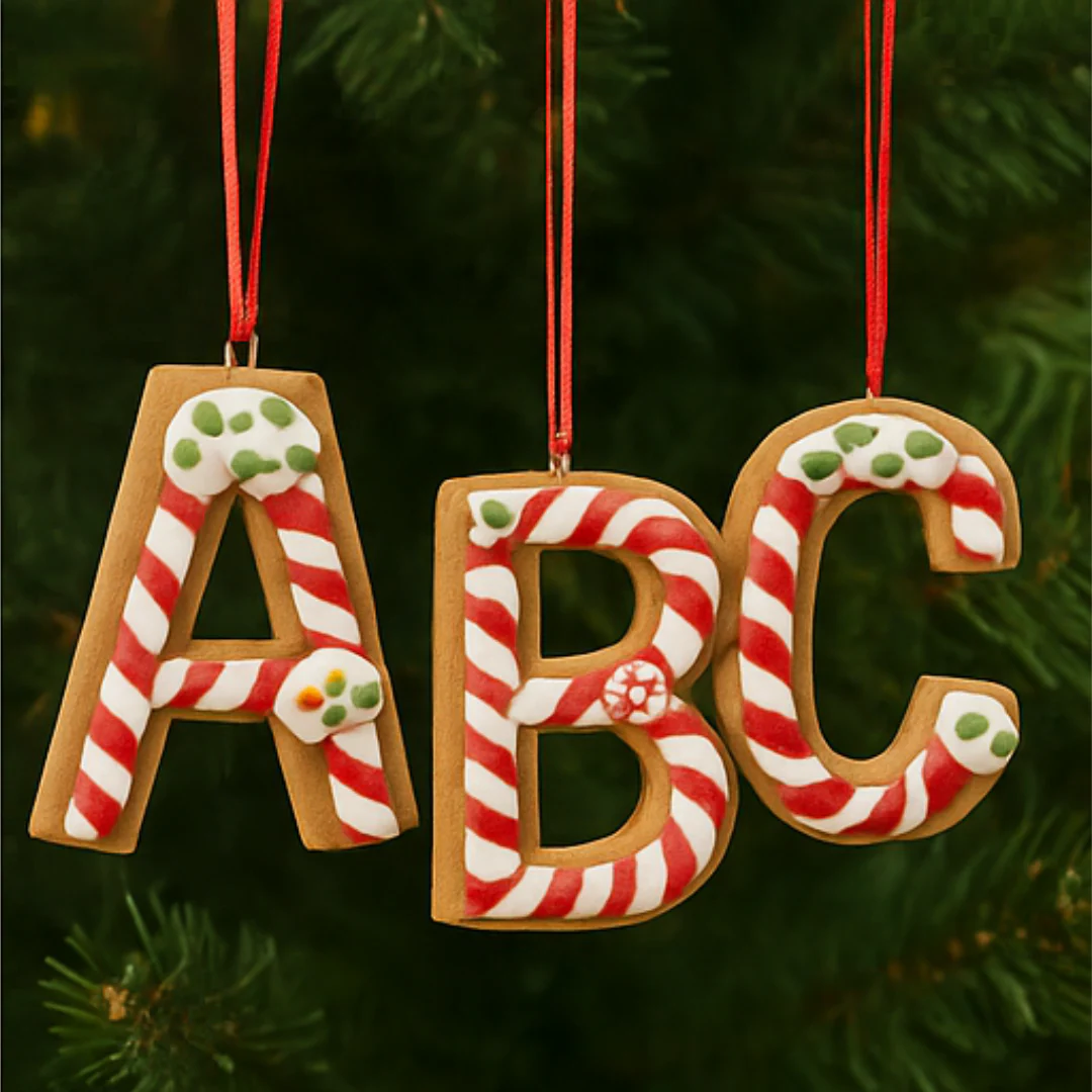 Hanging Gingerbread Alphabet Deco 9cm Assorted