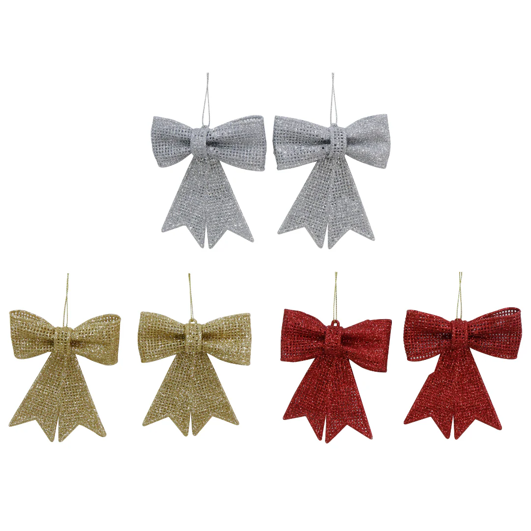 Hanging Glitter Mesh Bow 2pk - Image 2