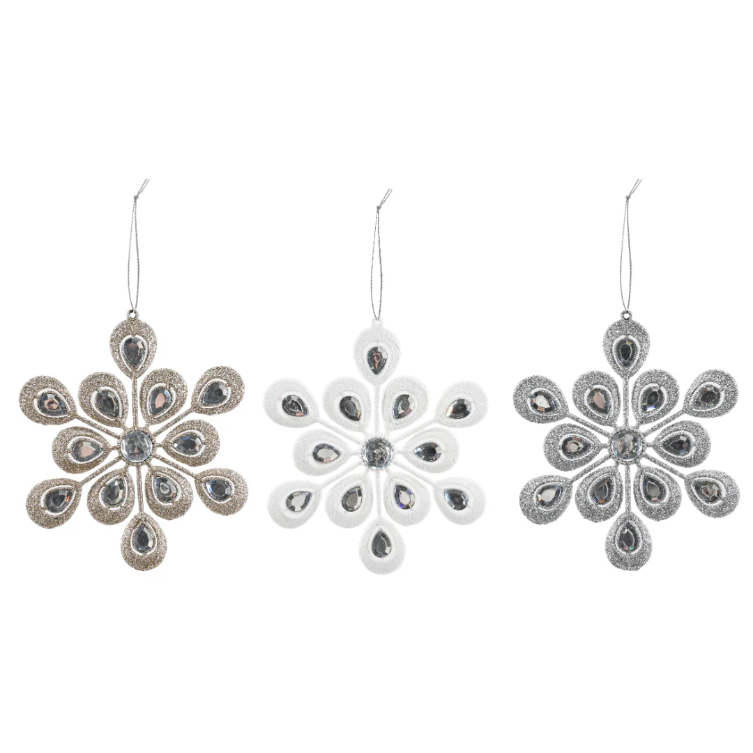 Hanging Jewelled Snowflake 14cm Assorted