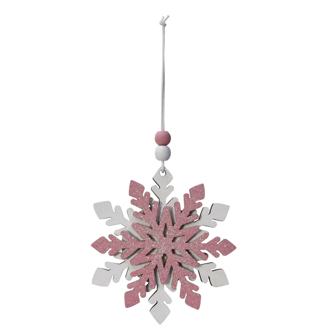 Hanging Snowflake Pink Asstd 9cm - Image 6