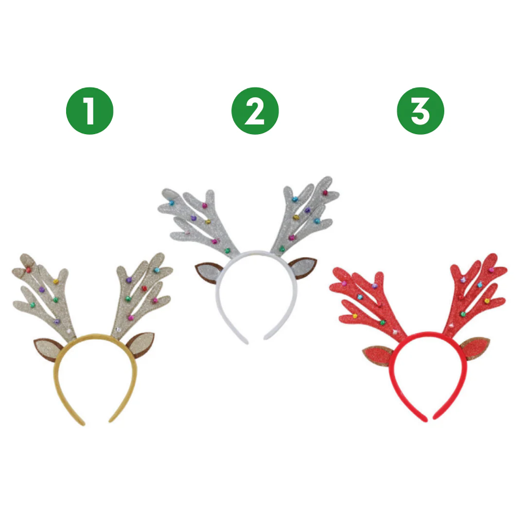 Headband Antlers Glitter Multi Nutbells 3 Asstd