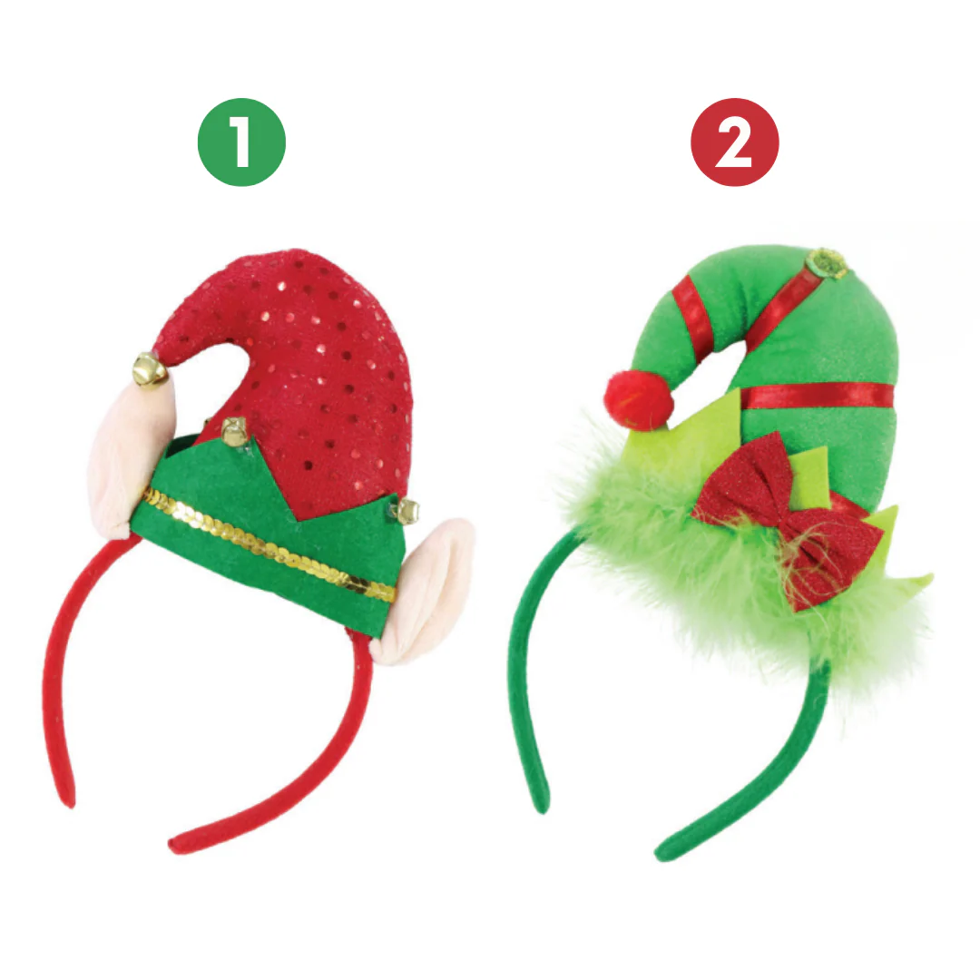 Headband Elf Hat 2 Asstd