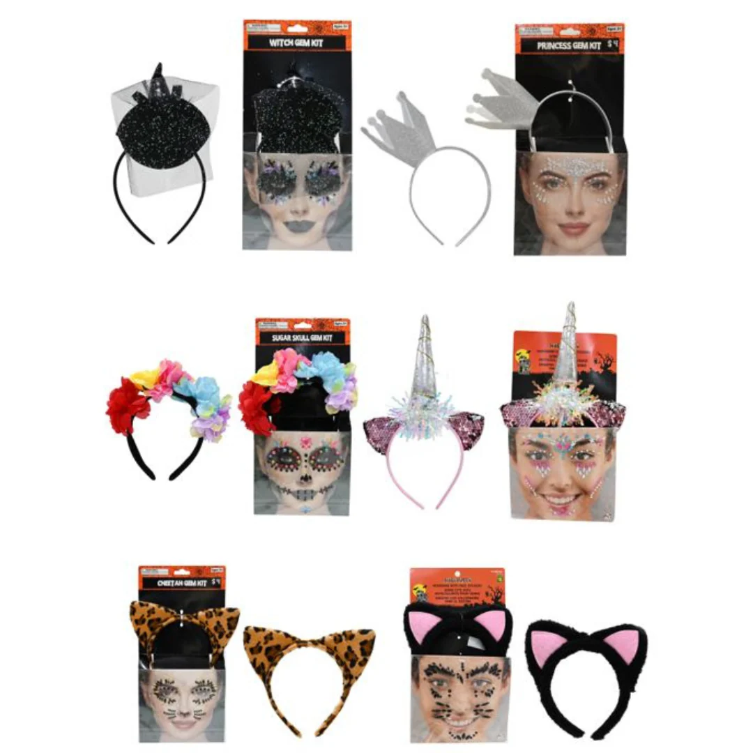 Headband & Face Stickers Set Asst