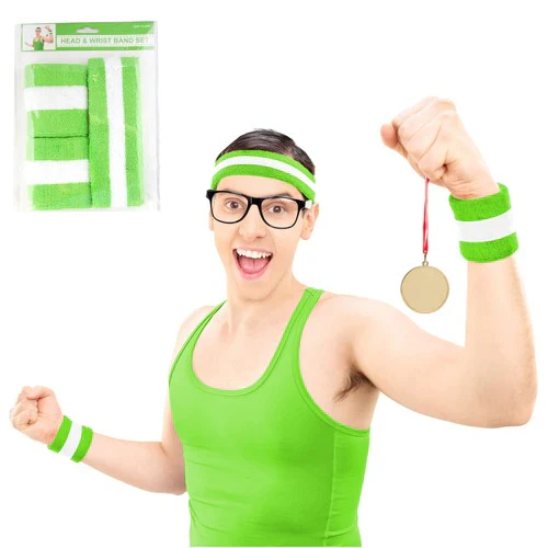 Headband & Wristband Green Pk Of 2