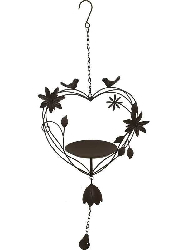 82X35CM HEART BIRD BATH CAST IRON CHIME