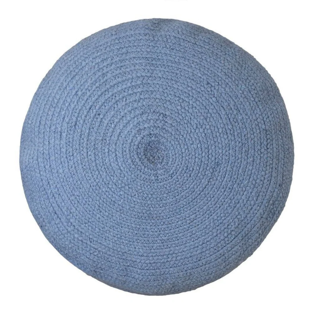 Henri Ottoman Natural and Steel Blue 45x45x40cm - Image 2