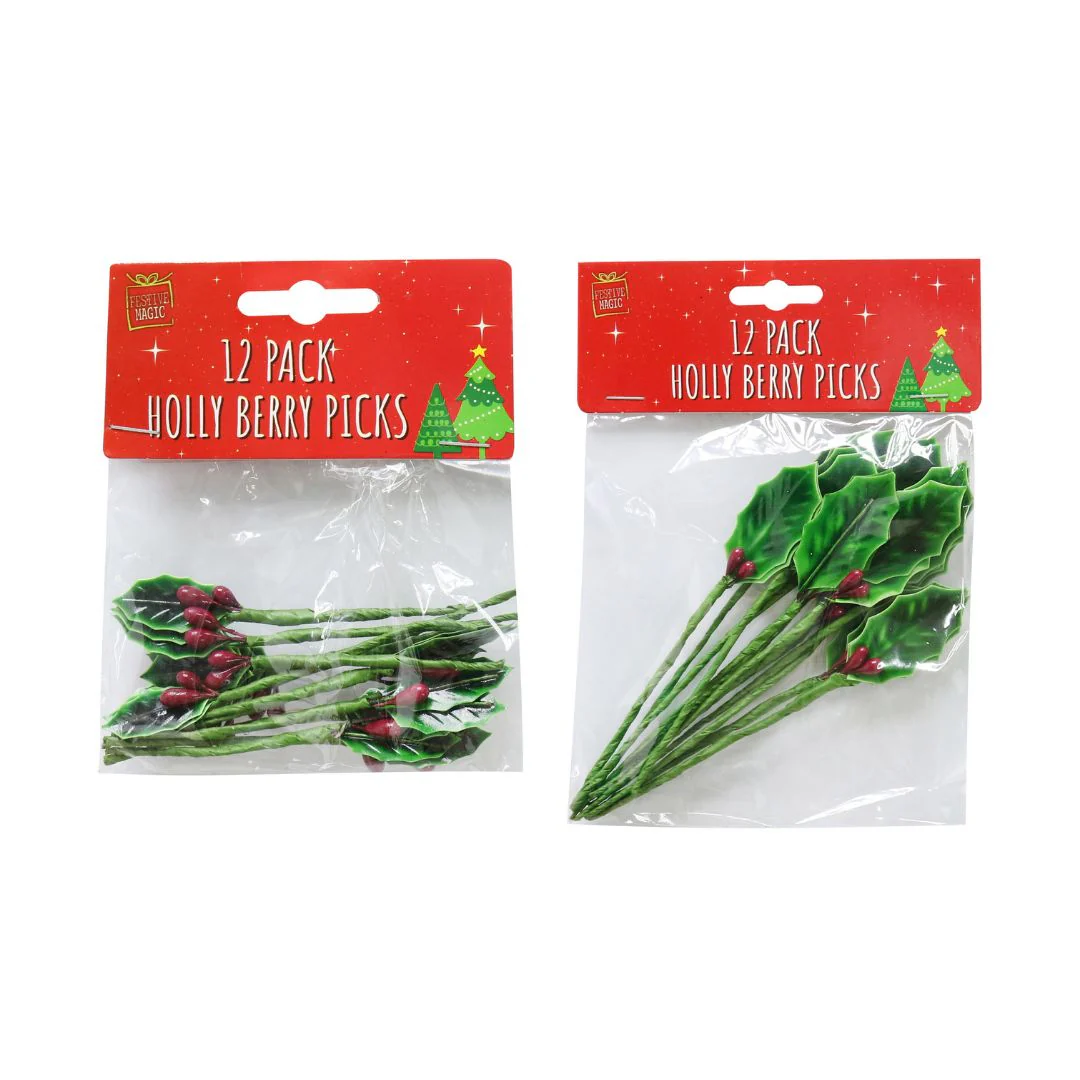 Holly Berries Pick 12pk 9/15cm Assorted - Image 2