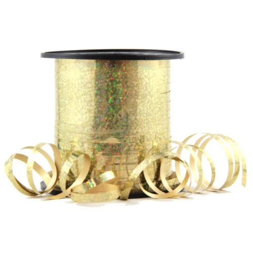 HOLOGRAPHIC CURLING RIBBON GOLD 225m