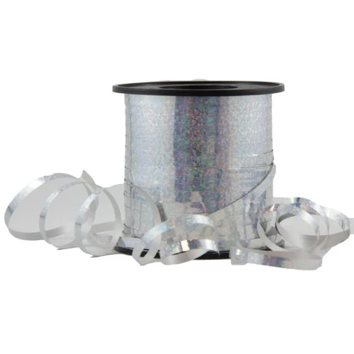 HOLOGRAPHIC CURLING RIBBON SILVER 225m