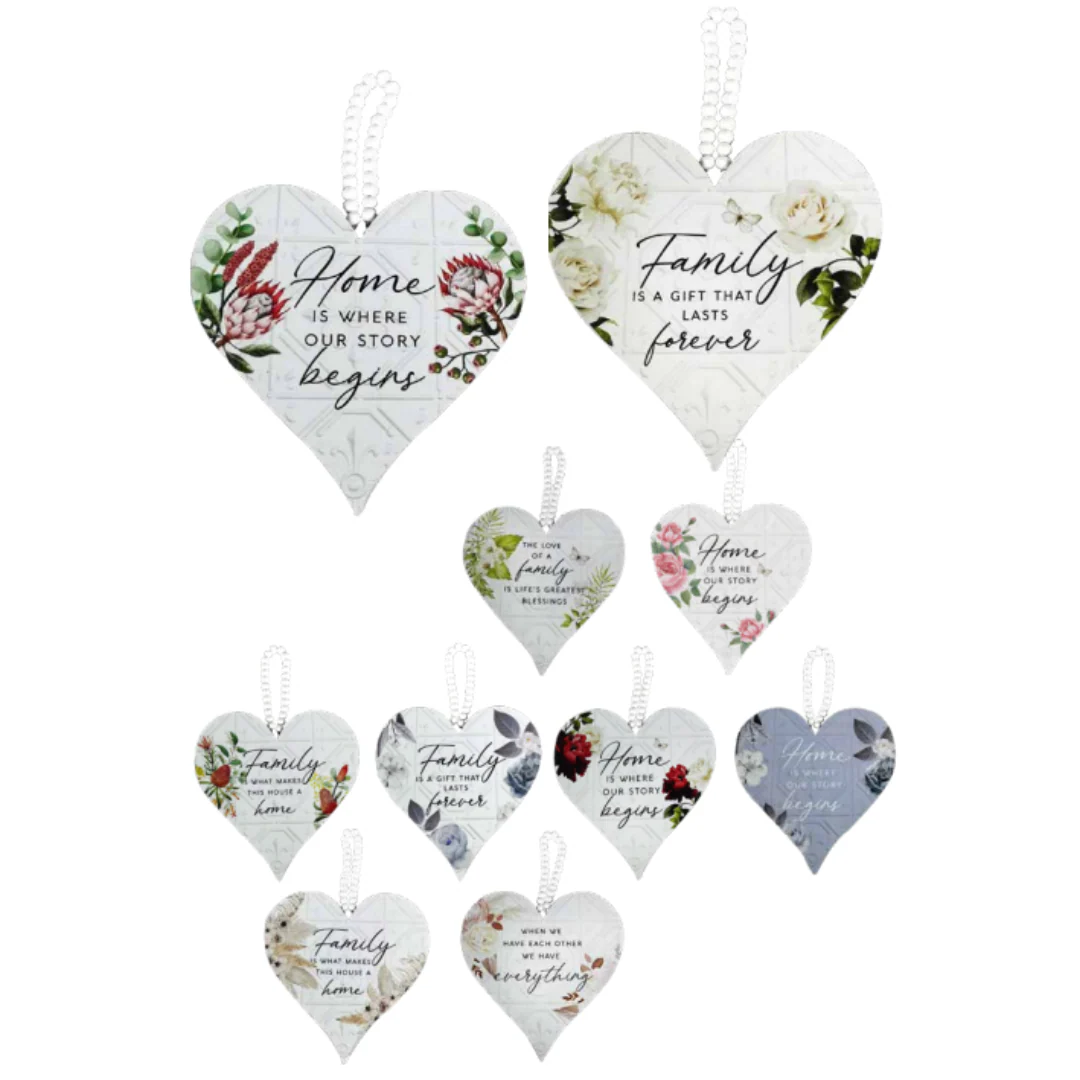 Home/Family Quotes Heart Shape Beaded Plaques 20x20cm Assorted