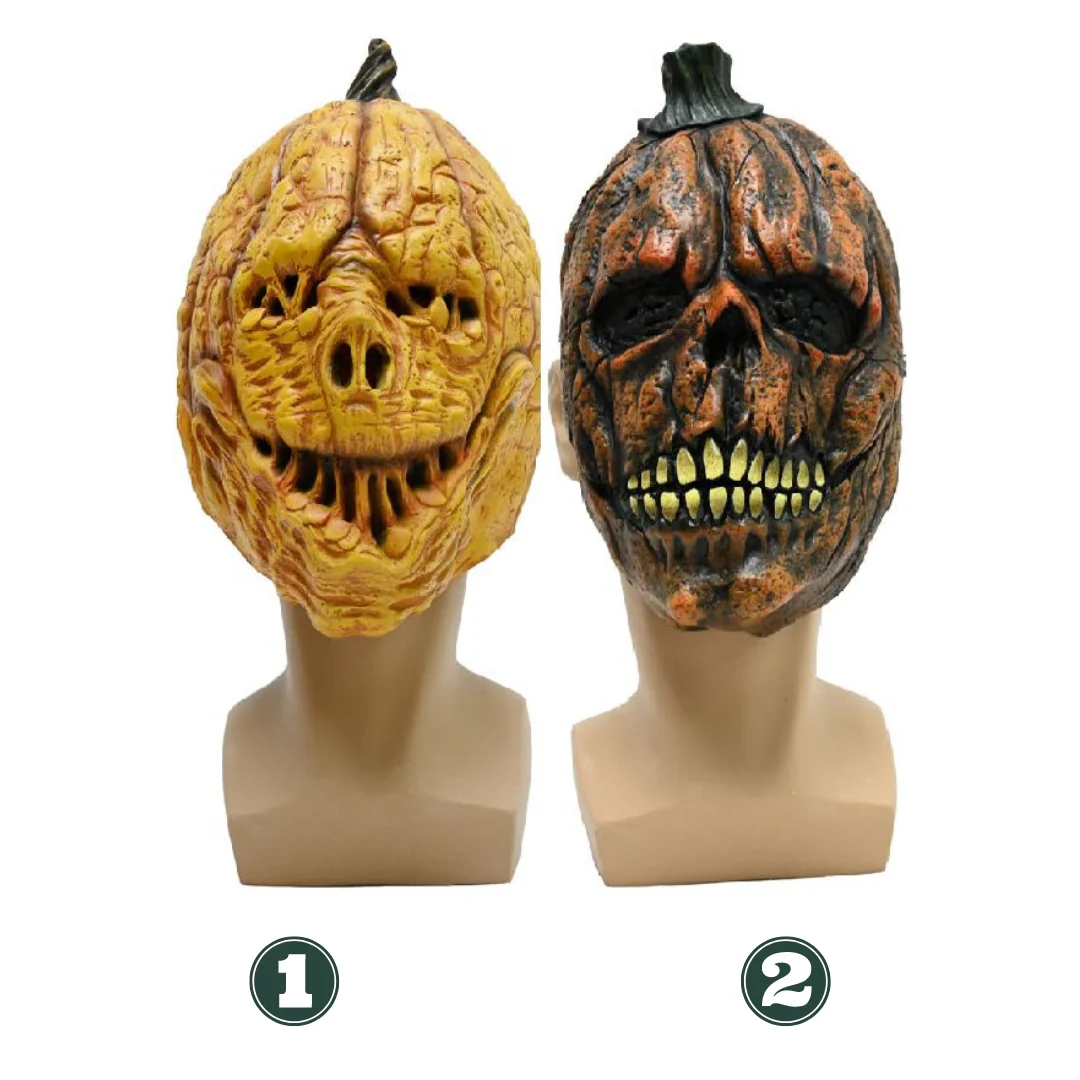 Horror Pumpkin Face Latex Mask Asst