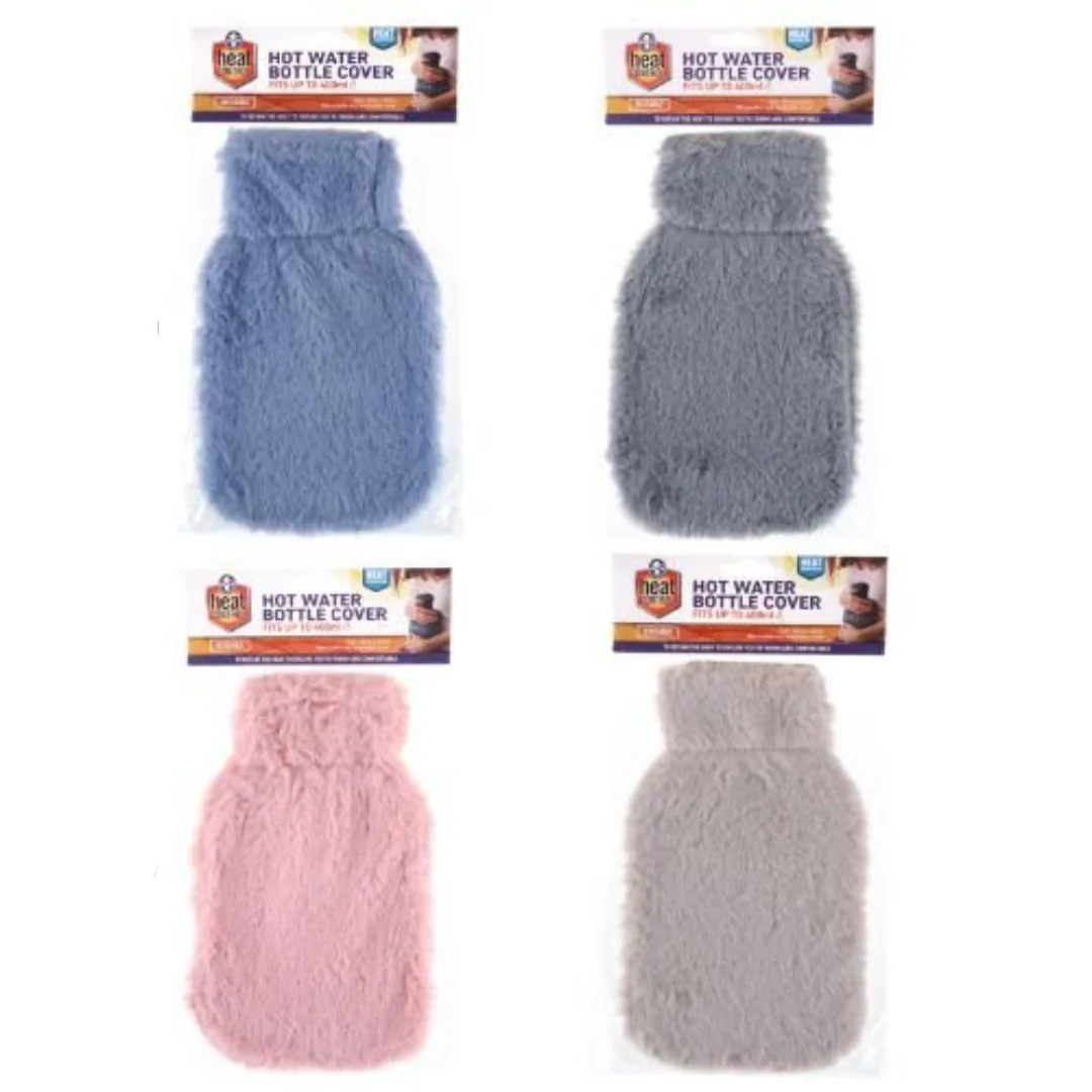 Hot Water Bottle Cover Coral Fleece Bottle 24x15cm Grey, Pink, Blue & Charcoal For 400ml