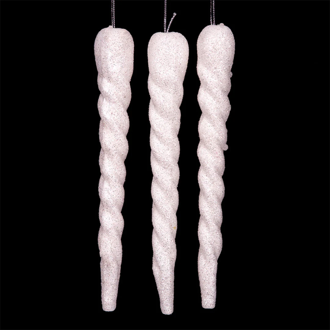 Icicle Tree Ornaments 20cm 3pk White - Image 2