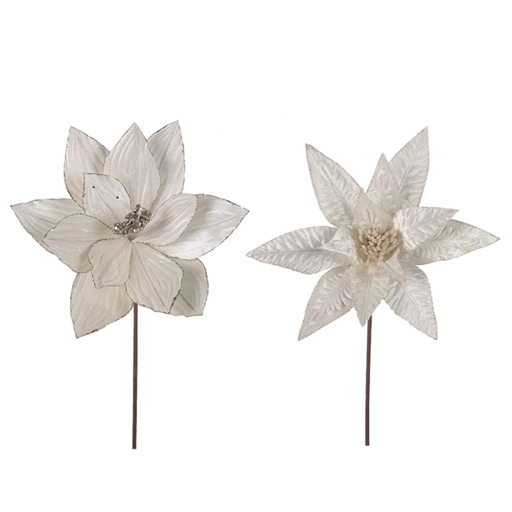 Ivory Poinsettia 30cm With 50cm Stem Assorted