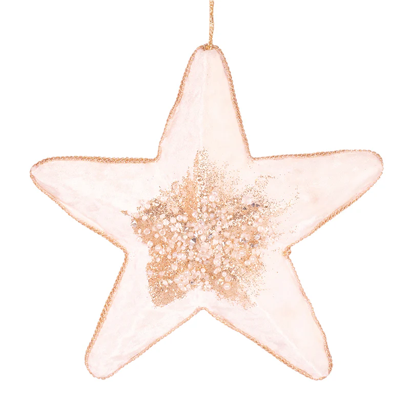 Ivory Velour Star Tree Decoration 20x20x5cm - Image 2