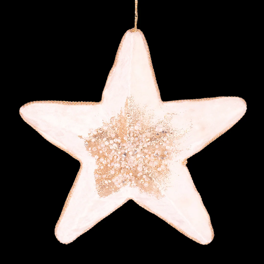 Ivory Velour Star Tree Decoration 20x20x5cm - Image 3