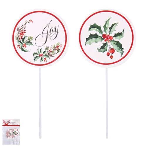 Joy To The World Cake Picks 12pk