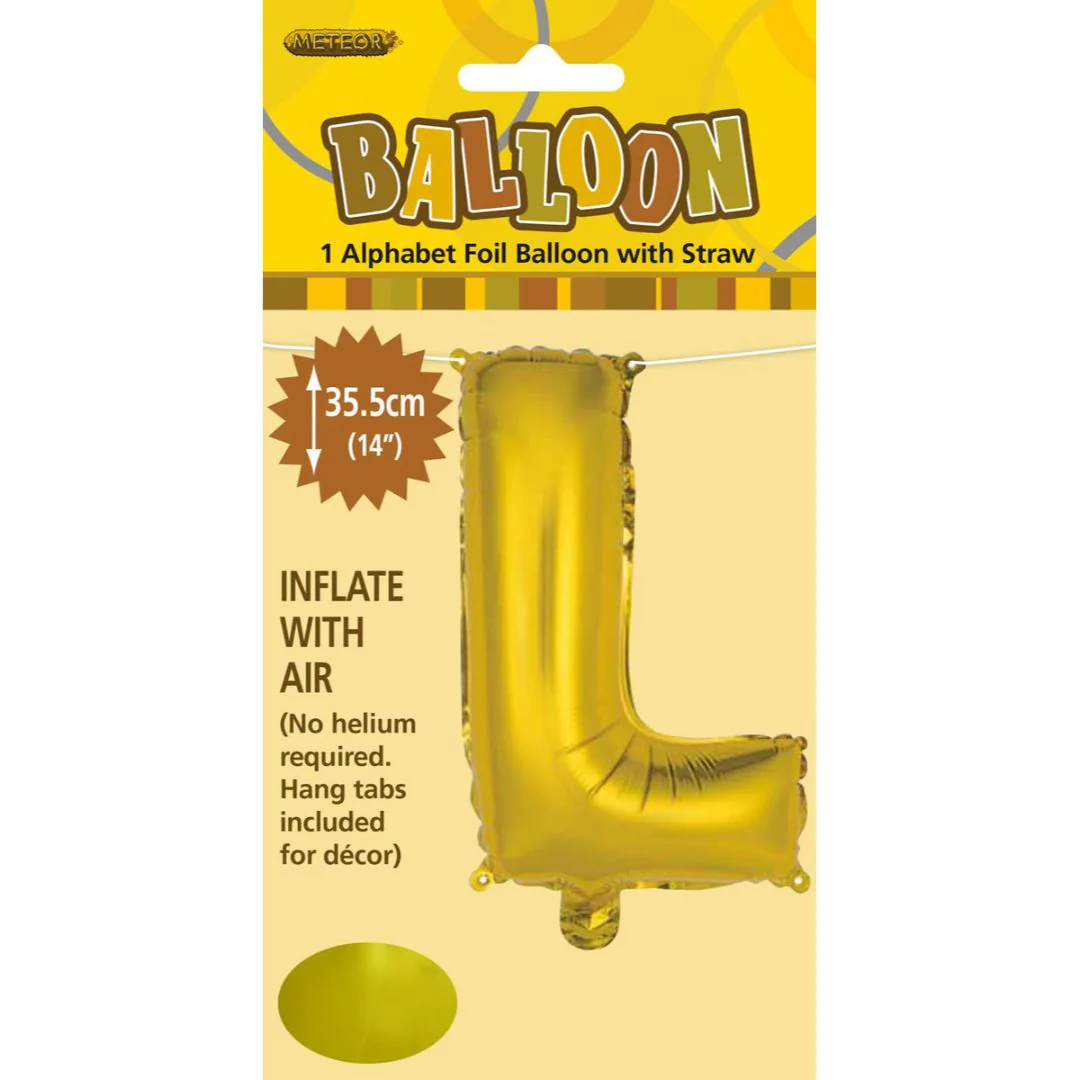 Alphabet Foil Balloon 35cm Gold - L - Image 2