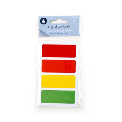 Labels Multi Purpose Rectangle Assorted Color 72Pk 66x25mm