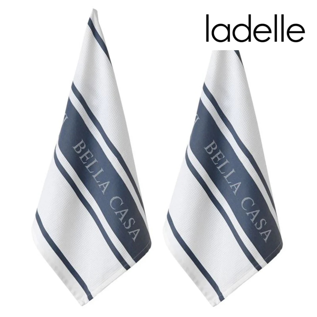 Ladelle Bella Casa Regatta Blue 2pk Kitchen Towel