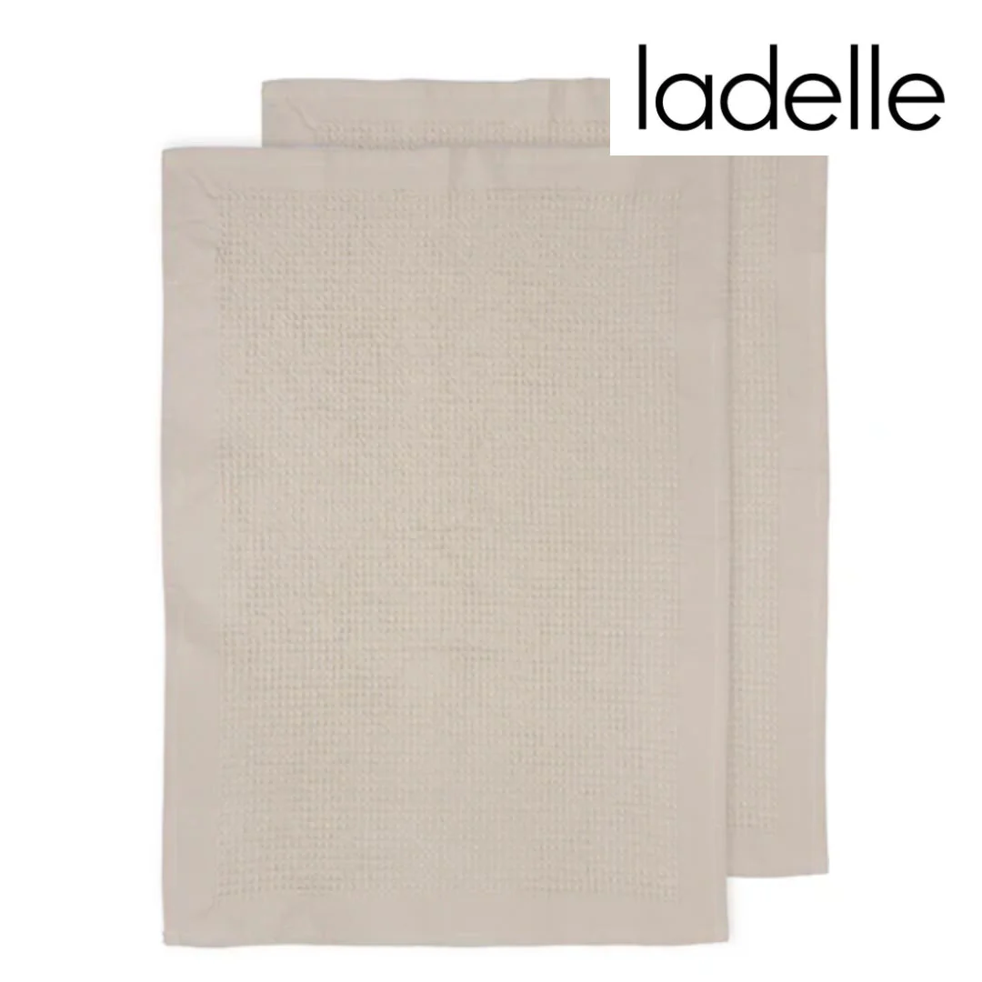 Ladelle Ollie Waffle Natural 2pk Kitchen Towel