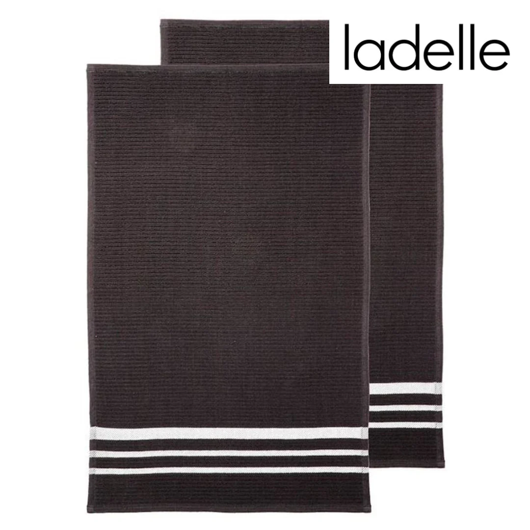 Ladelle Terry Black 2pk Kitchen Towel