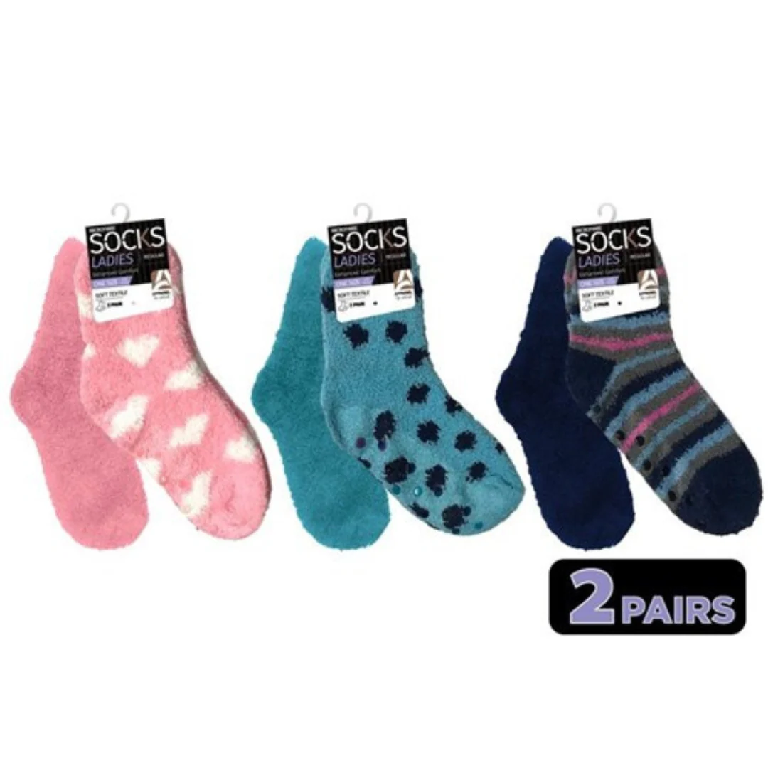 Ladies Mircofiber Socks 2pk Assorted