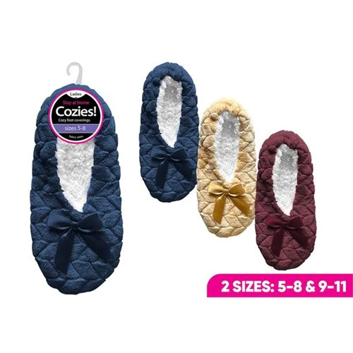 Ladies Plush Sherpa Slippers with Bow Assorted