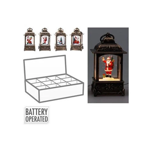 Lantern 13cm Christmas 4 Assorted Battery Operated